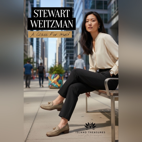 Stuart Weitzman Shoes - Stuart Weitzman Taube Woven Loafer Size 8.5 Wooden Beads Block Heel Square Toe